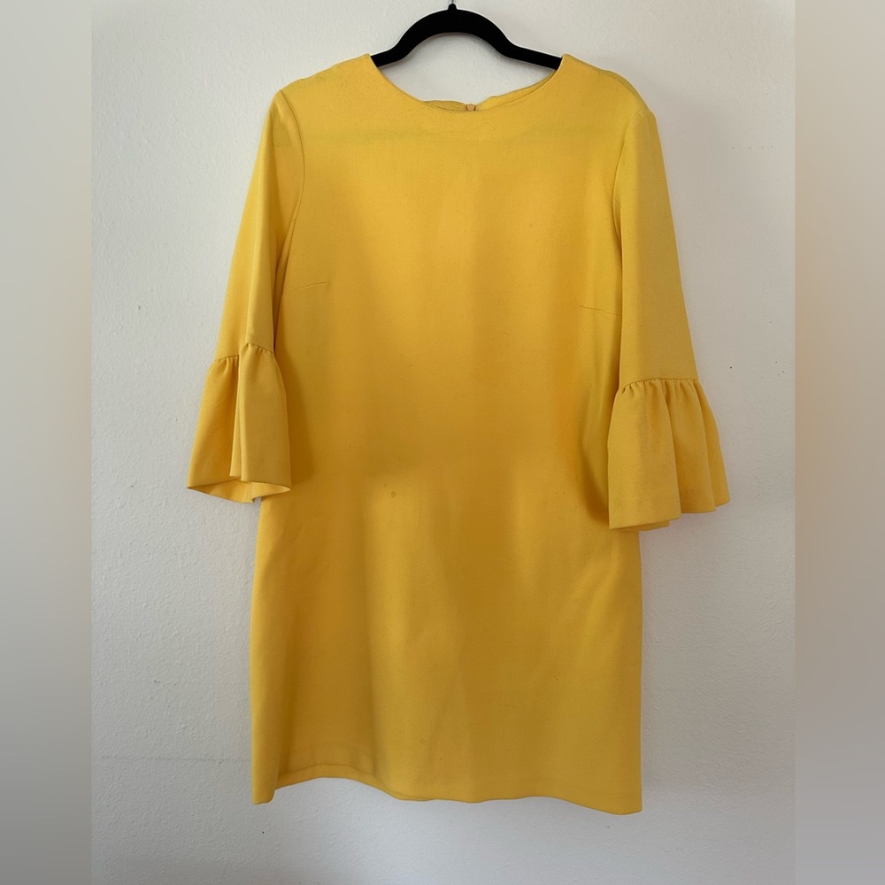 Yellow Zara bell sleeve mini dress
